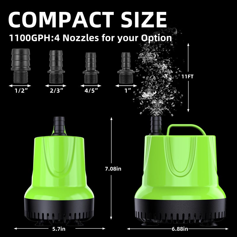 FREESEA Fountain Submersible Water Pump: 1100 GPH 100W Small Sump Pump for Outdoor Pond Hydroponic Statuary Waterfall Aquarium Fish Tank - Image 3